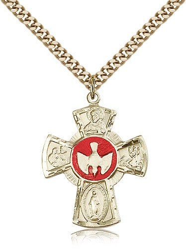 Red Enamel Dove Center Five-Way Medal for Men