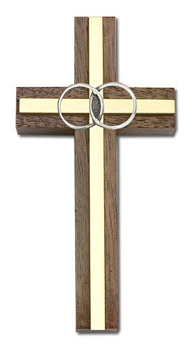 Marriage Cross with Eternity Rings in Walnut 4'
