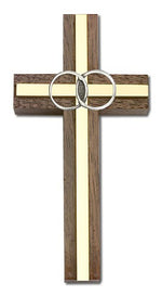 Marriage Cross with Eternity Rings in Walnut 4'