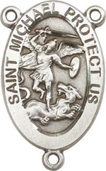 St. Michael Navy Sterling Silver Rosary Centerpiece