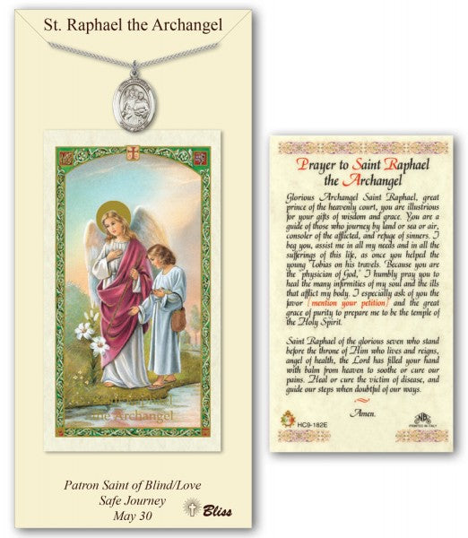 St. Raphael the Archangel in Pewter with Prayer Card