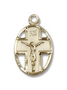 Small Cut-Out Oval Cross and Crucifix Pendant