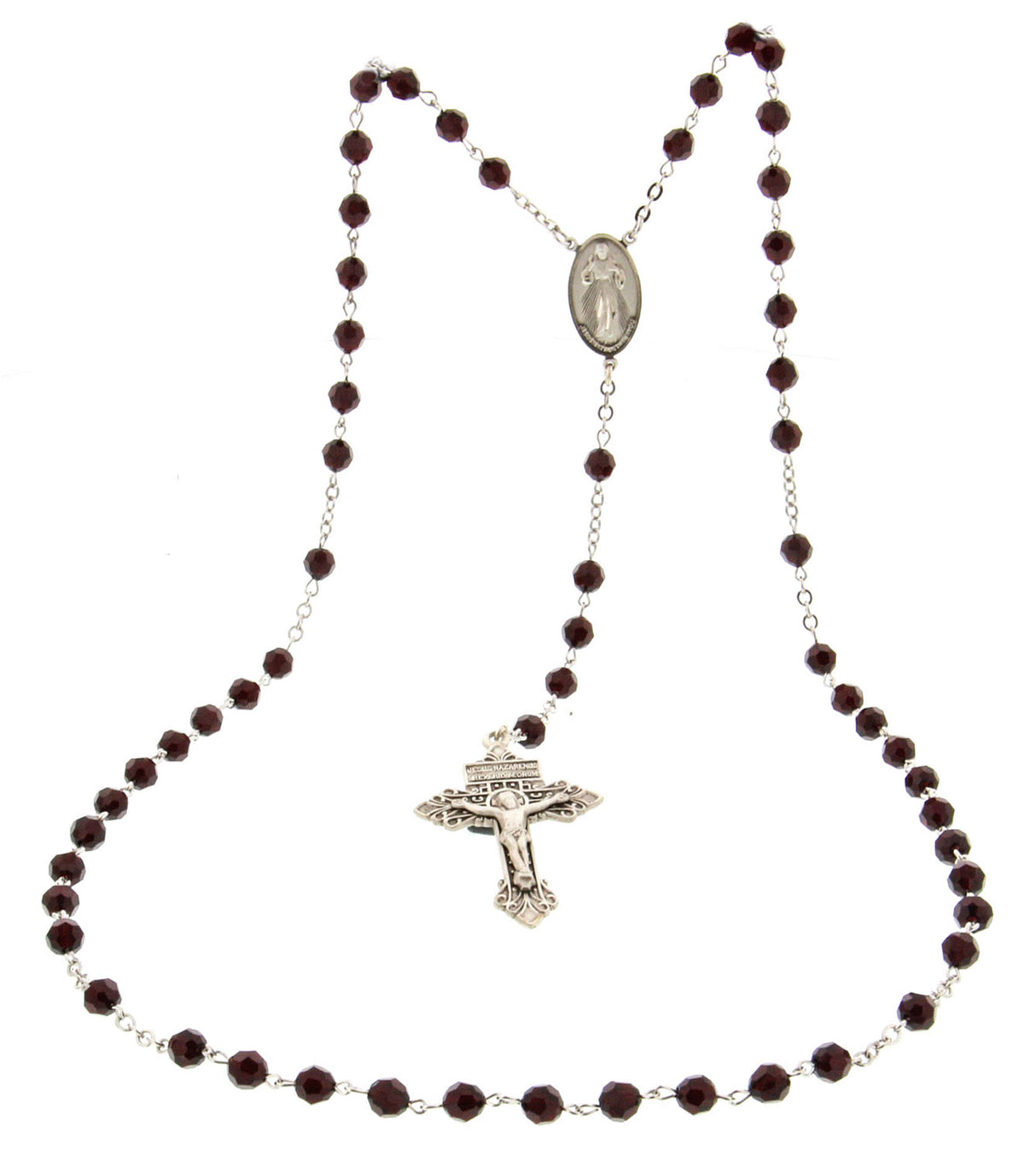 Garnet Swarovski Rosary with Pardon Crucifix