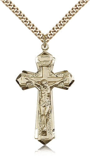Men's Pointed Edge Crucifix Pendant