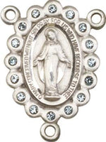 Blue Stone Accent Miraculous Medal Rosary Centerpiece