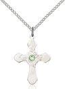 Floral Center Youth Cross Pendant with Birthstone Options