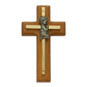 Wood & Brass Praying Boy Baby Cross 4'H