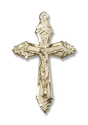 Men's Leafy Tip Crucifix Medal