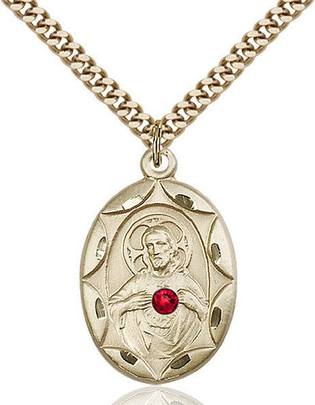 Oval Etched Scapular Pendant with Birthstone Options