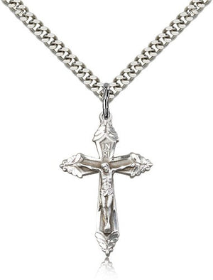 Men's Leafy Tip Crucifix Medal