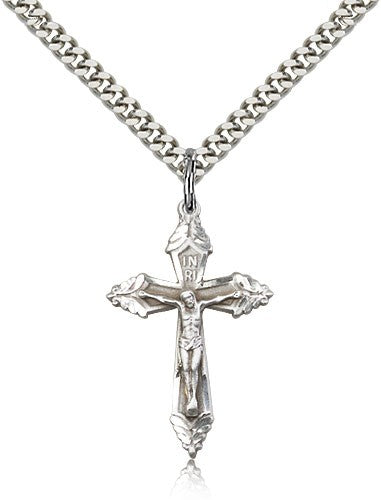 Men's Leafy Tip Crucifix Medal
