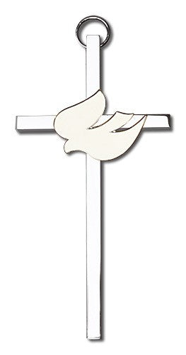 Holy Spirit Wall Cross with White Dove 4 Inch