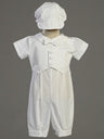 Tyler Cotton Baptism Romper with Pique Vest