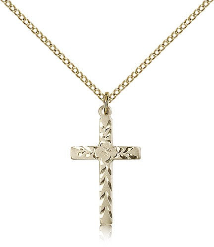 Women's Textured Etched Cross Necklace