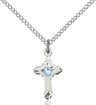 Child's Pointed Edge Cross Pendant with Birthstone Options