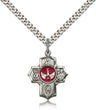 Red Enamel Descending Dove 5-Way Pendant