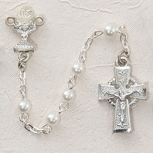 Irish First Communion Rosary in Sterling Silver for Girls