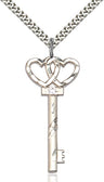 Larger Double Hearts Key Pendant with Birthstone