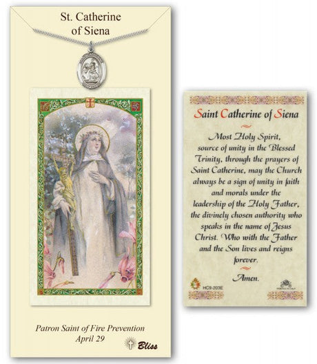 St. Catherine of Siena Medal in Pewter with Prayer Card