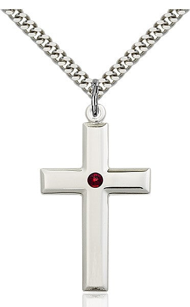 Large Plain Cross Pendant with Birthstone Options