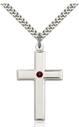Large Plain Cross Pendant with Birthstone Options