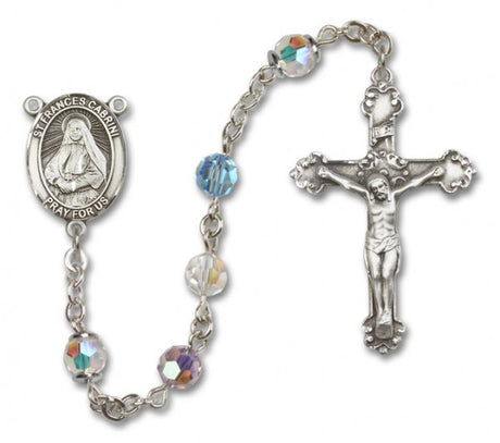 St. Frances Cabrini Sterling Silver Heirloom Rosary Fancy Crucifix