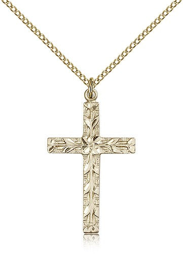 Modern Floral Accent Cross Necklace