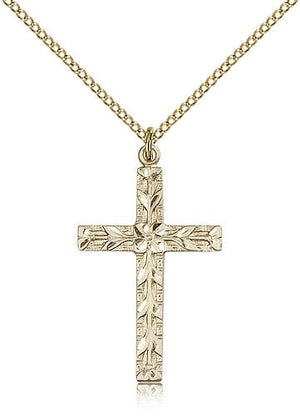 Modern Floral Accent Cross Necklace