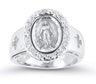 Crystal Miraculous Medal Ring Sterling Silver for Women