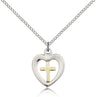 Heart and Cross Pendant Two-Tone