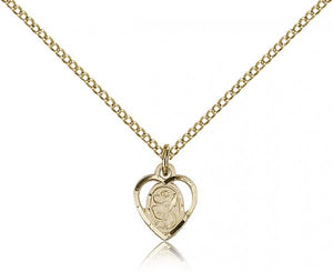 Very Small Open-Cut Heart Shaped St. Christopher Necklace