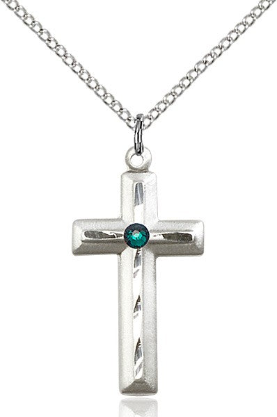 Matte and Polished Cross Pendant with Birthstone Options