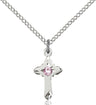 Child's Pointed Edge Cross Pendant with Birthstone Options