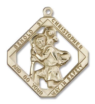 Large St. Christopher Necklace Open-Cut Diamond Shape