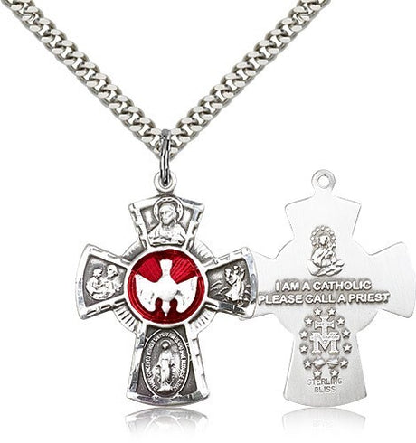 Red Enamel Dove Center Five-Way Medal for Men
