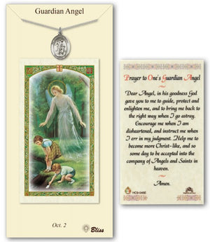 Guardian Angel Medal in Pewter with Prayer Card