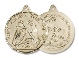 Large Round Double-sided St. Michael Guardian Angel Medal for Women