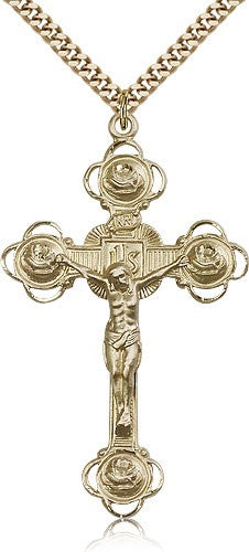 Large Men's Rosebud Tip Crucifix Pendant