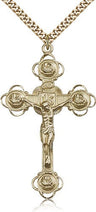 Large Men's Rosebud Tip Crucifix Pendant