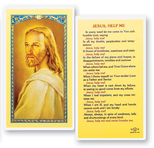 Jesus Help Me Laminated Prayer Card
