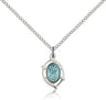 Open-Cut Oval with Blue Enamel Women's St. Christopher Necklace