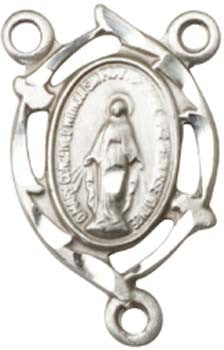 Small Pointed Edge Hand Etched Miraculous Rosary Centerpiece