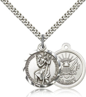 Round US Navy Saint Christopher Medal - Nickel Size
