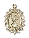 Pointed Open-Cut Border St. Christopher Necklace