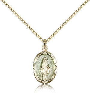 Petite Miraculous Medal with Blue Enamel Necklace for Women