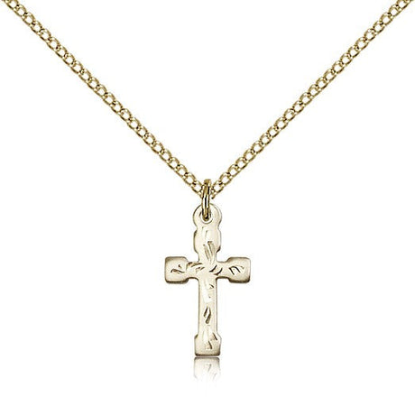 Cross Pendant Dainty Etched