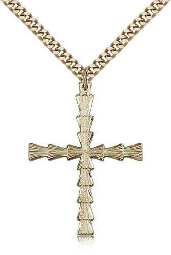 Fluted Crossbar Cross Necklace