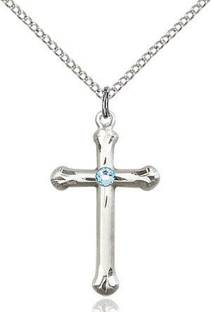 Teardrop Edge Cross Pendant with Birthstone Options