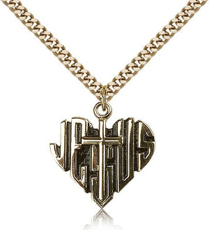 Heart of Jesus and Cross Pendant