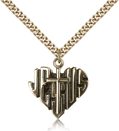 Heart of Jesus and Cross Pendant